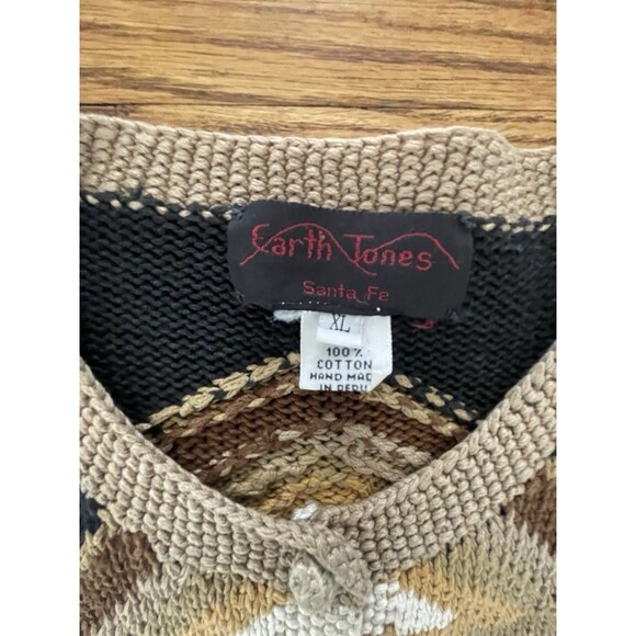 VTG Earth Tones Santa Fe Cardigan Sweater Peru Southwest Aztec Western Knit - Picture 4 of 8